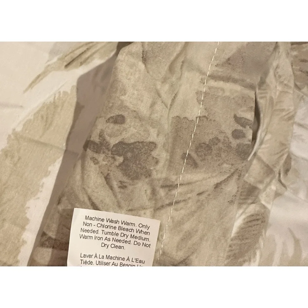 Pottery‎ Barn Palm Toile Full/Queen Duvet Cover Neutral Tropical Organic Cotton